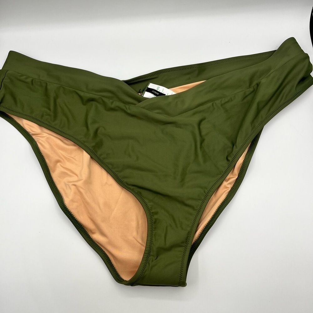 J Crew Women’s Swim Bottom Green Sz 3X Plus Bikini BF171 NWT Cross Front Cheeky